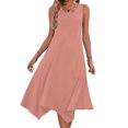 thumbnail image 1 of Ovzne Robes d'Été pour Femmes Robe d'Été Robes pour Femmes Sans Manches Col Rond à Cordon Décontractée à Volants Ligne A Mini-Robe Robe pour Femmes Liquidation, 1 of 7