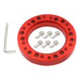 thumbnail image 2 of DYNWAVECA Aluminum Alloy Car Steering Wheel Hub Adapter Spacer Pad, with 6 Screws Universal Steering Accessories Parts Racing Car Conversion Spacer , Red, 2 of 6