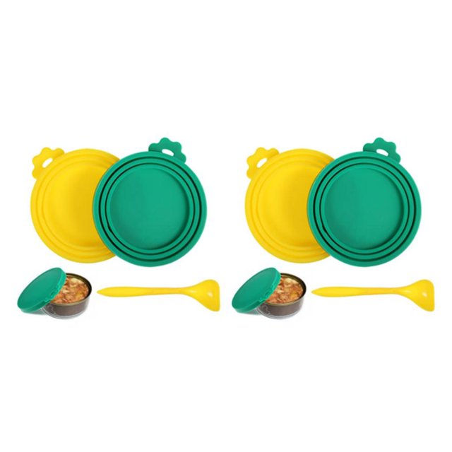 Langgg Sealed Preservation Cap With Convenient And Portable Canned Lid Easy To Clean Cute Practical yellow+spoon+green 2Set
