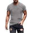 thumbnail image 1 of FAIWAD T-Shirt Décontracté pour Homme Extensible à Manches Courtes Ajusté à Col Rond Chandail à Enfiler Hauts Couleur Unie Hauts Basiques, 1 of 5