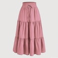 thumbnail image 2 of Besolor Maxi Skirts for Women 2025 Summer Elastic Waist Drawstring Ruffle Tiered a Line Flowy Beach Long Skirt, 2 of 4