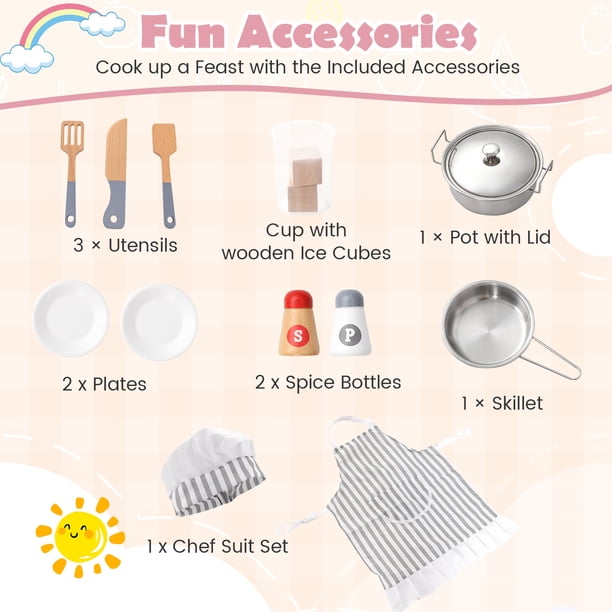 Honeyjou Corner Play Kitchen Toddler Kitchen Playset with Range