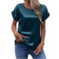 thumbnail image 1 of EQWLJWE Hauts d'Été pour Femmes Hauts pour Femmes Liquidation Mode T-Shirt d'Été pour Femme à Col Rond Uni à Manches Courtes Aguichant Blouse, 1 of 5