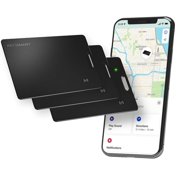 KeySmart MFI-Certified SmartCard Wallet Tracker Card, Compatible with Apple Find My App, Rechargeable Thin GPS Item Finder for Luggage Tag, Smart Blu