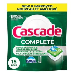 Cascade Complete Action Pacs, Détergent lave-vaisselle, frais, 15ct