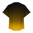 thumbnail image 5 of RXIRUCGD Fashion Women's Short Sleeved Solid Color Spring/summer Button Up Shirt Top, Yellow, Size: M, 5 of 5