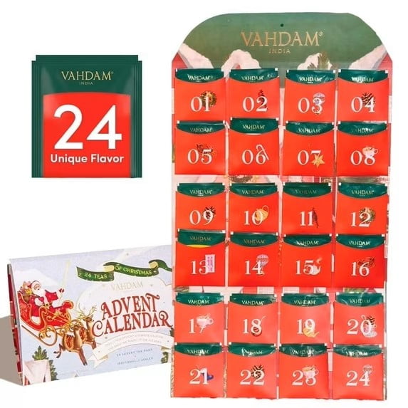 Vahdam Tea Advent Calendar - A Folding Gift Set with 24 Unique Flavors