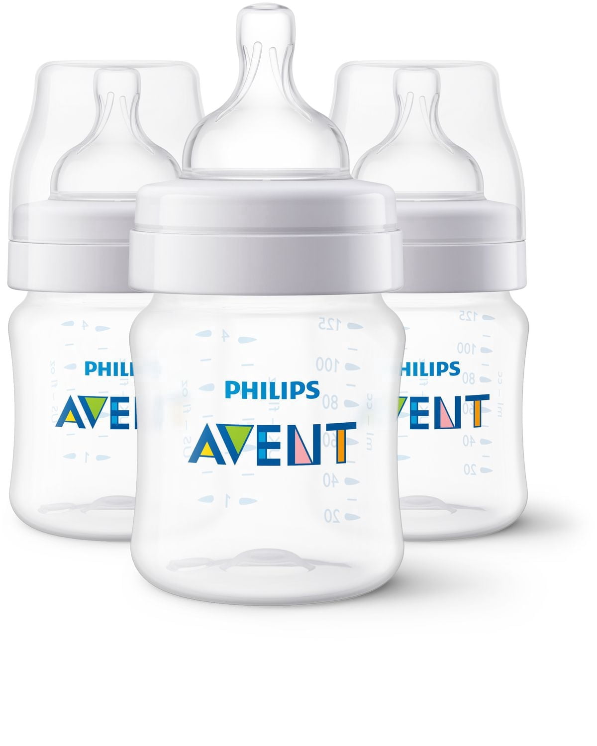 Philips Avent Anti-colic Baby Bottles, 3x4oz Bottles, SCY100/03