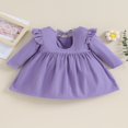 thumbnail image 4 of Toddler Baby Girl Dresses Long Sleeve Ruffle Solid Color Dress Casual Party Mini Dress Fall Winter Clothes, 4 of 8