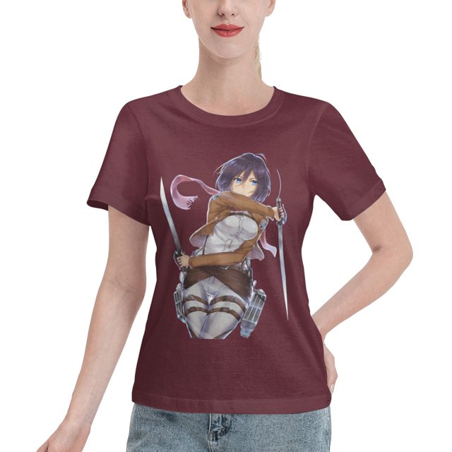 Women's Basic Short Sleeve T-Shirt Attacking Giant Mikasa Ackerman