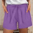 thumbnail image 2 of Yammkia Shorts pour Femmes Athlétiques Shorts de Randonnée pour Femmes Séchage Rapide Légers Shorts de Course Athlétiques d'Été Décontractés avec Poches (Violet, G), 2 of 7