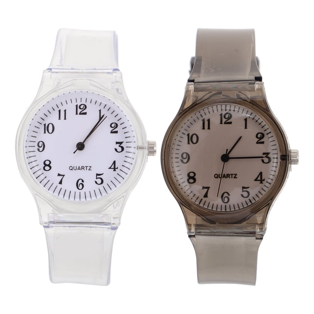 2 Pcs Montre Mode pour Enfants Ronde en Plastique Simple pour École et Exercice