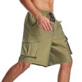 thumbnail image 4 of jsaierl Men's Drawstring Cargo Shorts Multi-Pocket Workwear Shorts Loose Fit Jogging Athletic Five-Inch Pants, 4 of 9