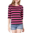thumbnail image 2 of INSPIRE CHIC T-Shirt Décontracté Imprimé pour Femmes à Manches au Coude et Col Rond, 2 of 4