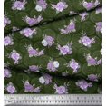 thumbnail image 2 of Soimoi Green polyester Crepe Fabric Circle & Peony Floral Print Fabric by the Yard 42 Inch Wide, 2 of 5