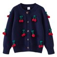thumbnail image 1 of RXIRUCGD Industrie Lourde Cardigan Tricoté au Crochet à la Main pour Filles en Coton à Col Rond Chandail Veste pour Enfants ( Marine, Taille : 4 Ans ), 1 of 9