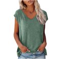 thumbnail image 1 of Pompotops Fashion Woman Causal V-Neck Solid Blouse Sleeveless T-Shirt Summer Tops, 1 of 6