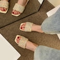 thumbnail image 2 of RKSTN Pantoufles pour Femmes Nouvelles Rétro à Bout Carré Chaussures Plates Sandales Décontractées à Strass Pantoufles,Pantoufles pour Femmes Intérieur Extérieur, 2 of 6