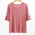 thumbnail image 2 of AherBiu Pajamas Tops for Women Oversized Ruffle 1/2 Sleeve Basic Layer Top Tees Shirts Comfy Soft Undershirts, 2 of 5