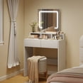 thumbnail image 2 of HOMCOM Makeup Vanity Desk with Mirror, 3 Colour LED Lights, Drawers, White, 2 of 10