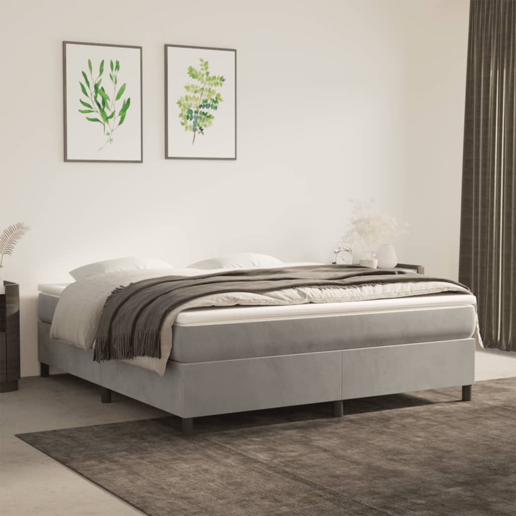 vidaXL Bed Frame Light Grey 193x203 cm King Velvet