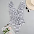 thumbnail image 2 of Women's Bikini Swimsuit Ruffles Two Pieces Bikini Set, Black And White Bars XL, 2 of 5