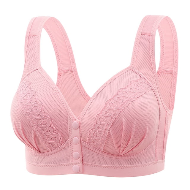 ManxiVoo Front Closure Wireless Bra for Women Full Coverage Comfortable Support Minimizer Bralette Non Padded Everyday Wear M Size Pink