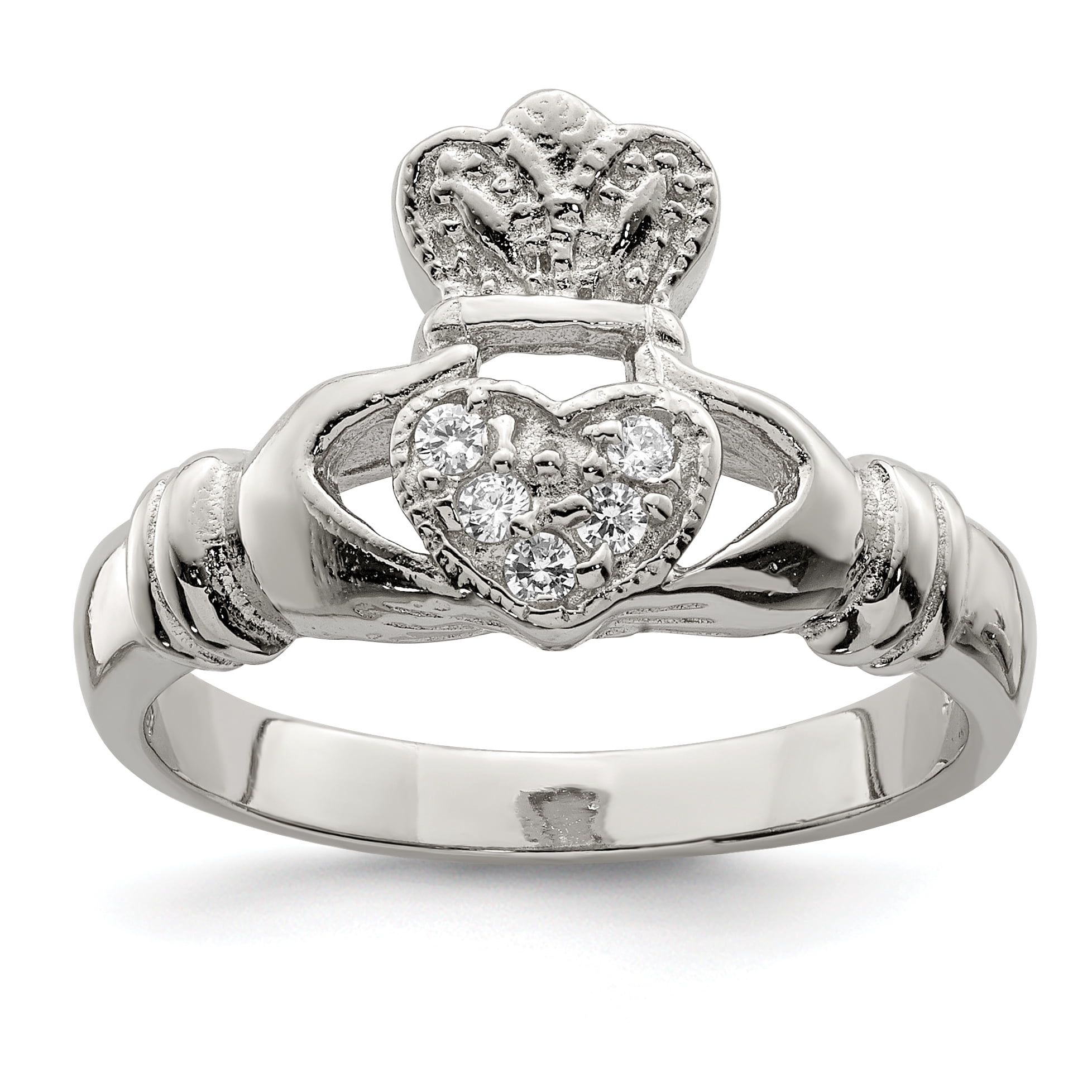 Bague Claddagh en Argent Sterling 925 avec Zircon Cubique