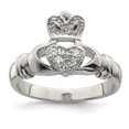 thumbnail image 1 of 925 Sterling Silver Cubic Zirconia Claddagh Ring, 1 of 2