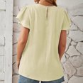 thumbnail image 5 of asjyhkr Womens Summer Tops Short Sleeve Crew Neck Pleated T Shirts Solid Color Fashion Tees, 5 of 5
