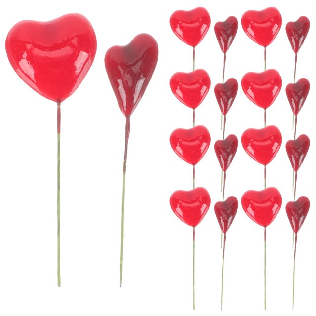 40pcs Red Foams Heart Shape Cake Inserts Cake Picks Cake Decor for Valentine's Day