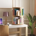 thumbnail image 3 of 2-Tier Solid Wood Rotating Bookshelf for Home & Office, Stackable 360° Organizer (Beige)- All ages, 3 of 4