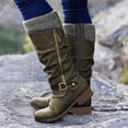 thumbnail image 2 of B91xZ Bottes de Mode pour Femmes Bottes de Mode Extensibles Hauteur Genou, Vert 9, 2 of 3