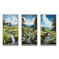 thumbnail image 2 of Designart "In Pasture Countryside Sheep painting" Landscape & Nature Framed Wall Art Set Of 3 - Green Countryside Frame Gallery Wall Set For Home Decor, 2 of 6