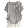 thumbnail image 1 of WEIYLL Tshirts Shirts for Women Plus Size Linen Loose Tunic Breathable Boho Solid Grey Tops Sizes S, 1 of 3