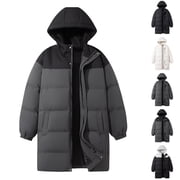 JGJNFE Winter Coats for Men,Mens Winter Coats,Men's Mid-Length Parka with Insulated Hood Full Zipper and Long Sleeve Comfortable Winter Coat Provides Complete Coverage and Enhanced Warmth