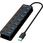 JUNWELL Port Usb Hub multiple Usb 7-port Adaptateur de Splitter Usb pour Ordinateur portable