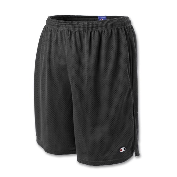 Champion Mens Long Mesh Shorts with Pockets, 2XL, Black
