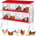 thumbnail image 1 of Chicken Nesting Box, 8 Compartment Metal Chicken Nesting Boxes for Chicken Coop, Easy Egg Collection, Easy Cleaning, Chicken Laying Boxes with Bracket Legs for Hens, Red, 1 of 7