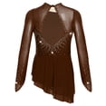thumbnail image 4 of RUNQHUI Robe de Patinage Artistique à Manches Longues pour Filles, Dos Nu Brillant, Danse Lyrique Moderne, Marron 6, 4 of 5