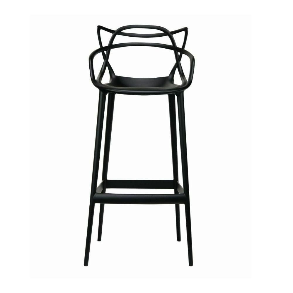 Tabouret moderne du milieu du siècle en polypropylène emmêlé Kooper en Noir, Intérieur - Extérieur Tabouret, Tabouret de cuisine, Tabouret de restaurant Ensemble 2