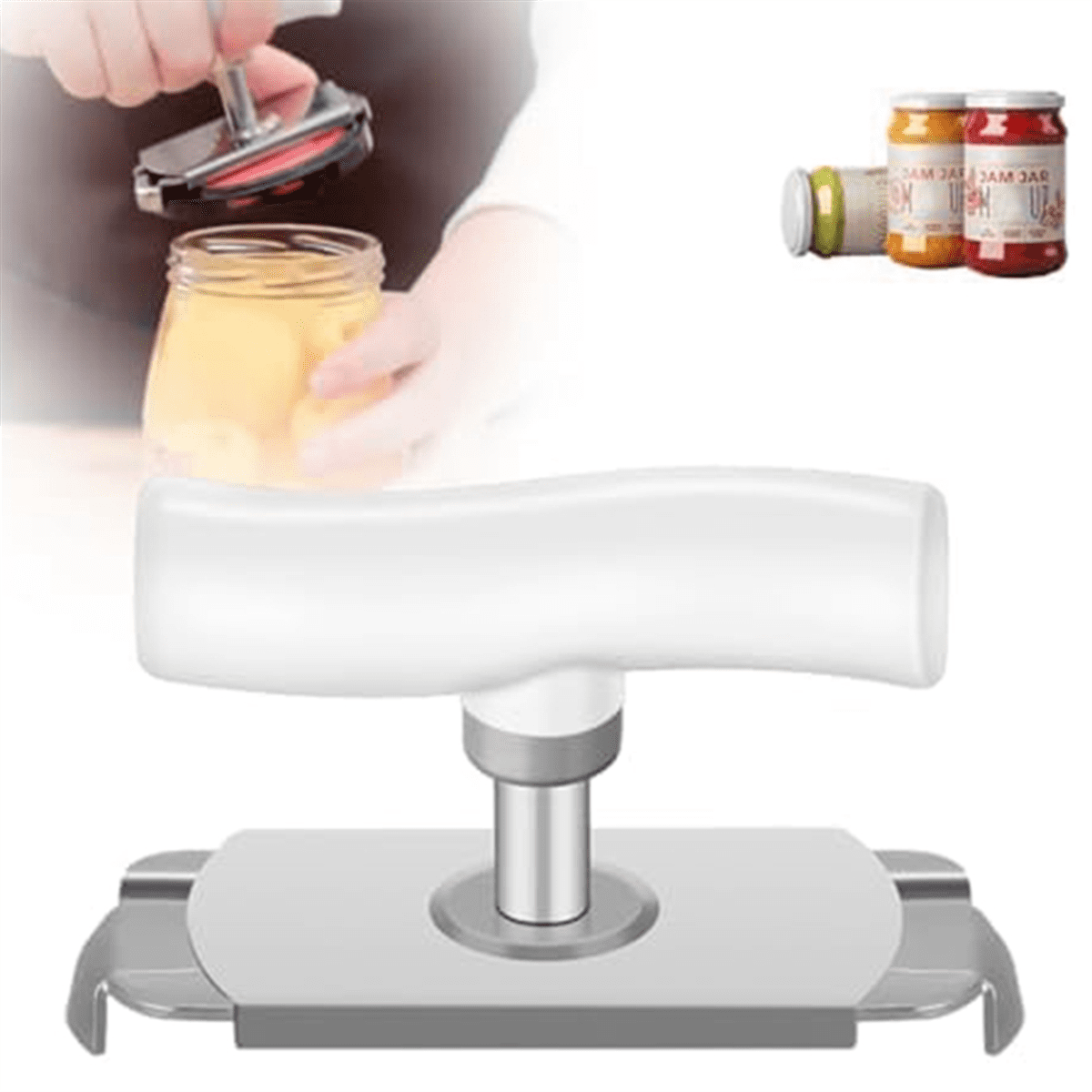 JarOpener pour Mains Faibles Ouverture Facile Poignée Réglable, Bouchon en Acier Inoxydable pour Aînés B