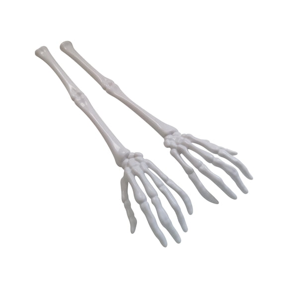 Halloween Hand Serving Spoons 2-Pack, Plastic Skeleton Stirring Utensils for Party, Funny Ghost Hand Salad Tongs for Outdoor Decoration
