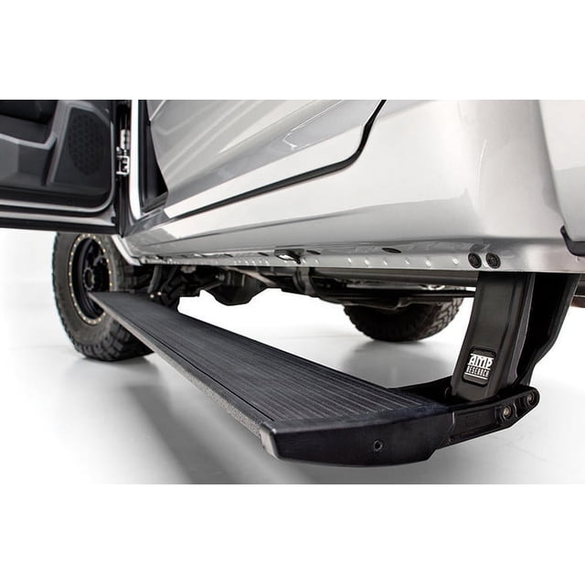 Amp Research Running Board 76160-01A PowerStep; Textured; Black; Die Cast Aluminum; With LED Light System; Frame Body Mount Bolts; With Plug-N-Play Wiring Kit