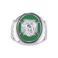 thumbnail image 1 of RYLOS Men's Rings Sterling Silver Christ Head Religious Ring With Diamonds and Green Quartz Designer Men's Jewelry Size 9, 1 of 6