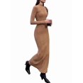 thumbnail image 2 of Robe Maxi à Manches Longues pour Femme Automne et Hiver, Tricot Côtelé, Coupe Ajustée, Robe Décontractée, Kaki, m, 2 of 9