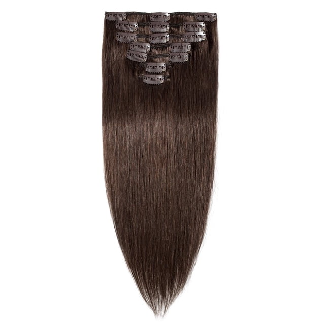 100% Remy Human Hair Clip in Human Hair Extensions Silky Straight Human Hair 7 Pcs 15 clips
