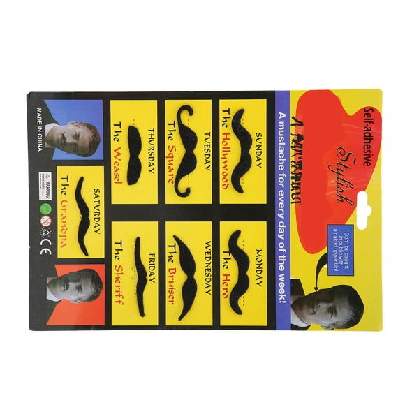 LYUMO 7pcs Fake Mustaches Set Soft Lint Beard Cosplay Accessories For Party Black,Black Mustaches,Self Adhesive Mustaches