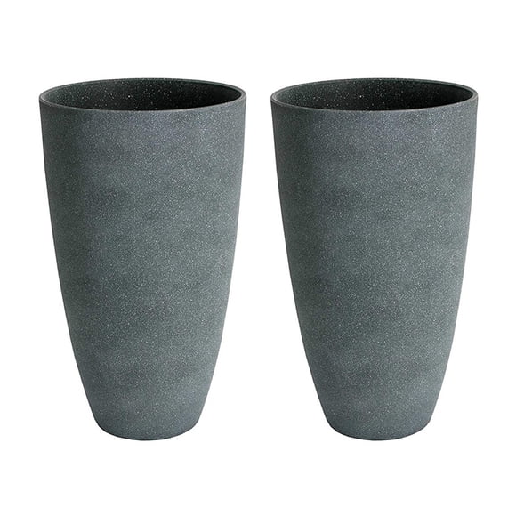 Algreen Acerra Pot de Jardinière Haut en Composite Résistant aux Intempéries, Gris (Lot de 2)