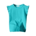 thumbnail image 1 of LUOGENLI T Shirt for Girls Girls Ruffle Sleeve T Shirt Solid Color Vest Girls Basic Short Sleeve Maxi Tops Sets Girls 2 Piece Outfits Plus Size Green 2-3Years, 1 of 3